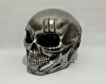 Casco de motocicleta con calavera personalizada, nuevo, estilo cromado (aprobado por DOT y ECE)