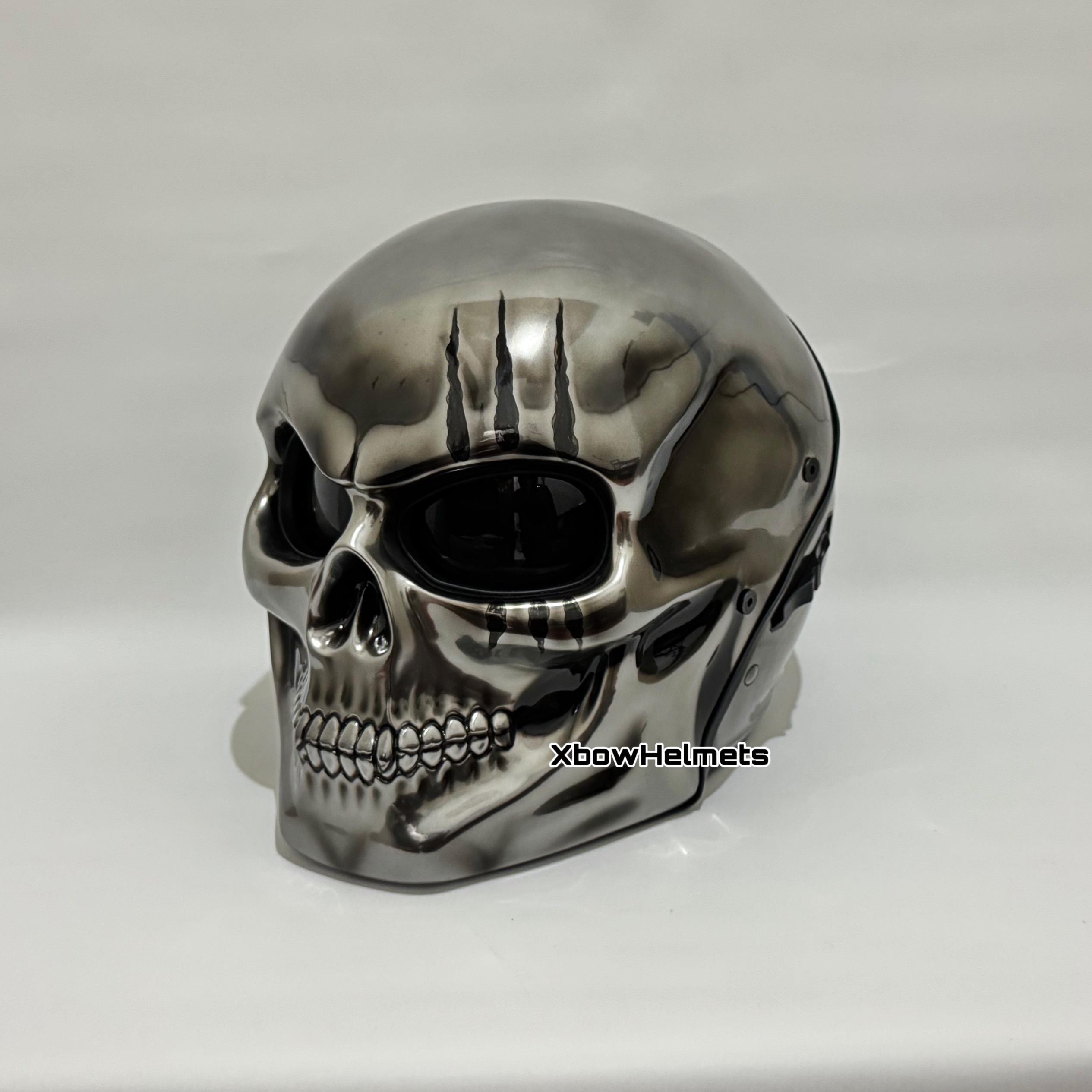 New Arrival Custom Skull Motorcycle Helmet Chrome Style (dot & Ece
