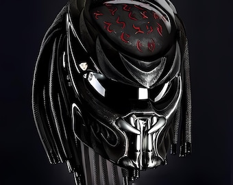 Neuer Custom Predator Motorradhelm Roter Text (Dot & Ece Approved)