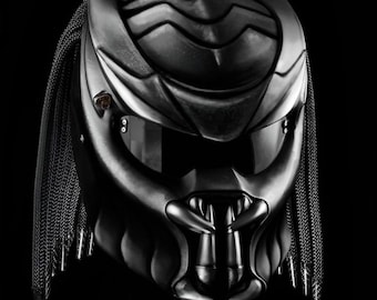 New Custom Predator Motorcycle Helmet The Black Mamba Matte (Dot & Ece Approved)