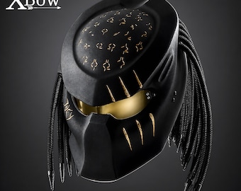 HOT !!! Predator Motorcycle Helmet Custom Crack Gold Curving (Dot & Ece Approved)