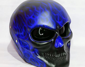Nuevo casco de motocicleta con calavera personalizada, Motive Blue Fire (aprobado por Dot y Ece)