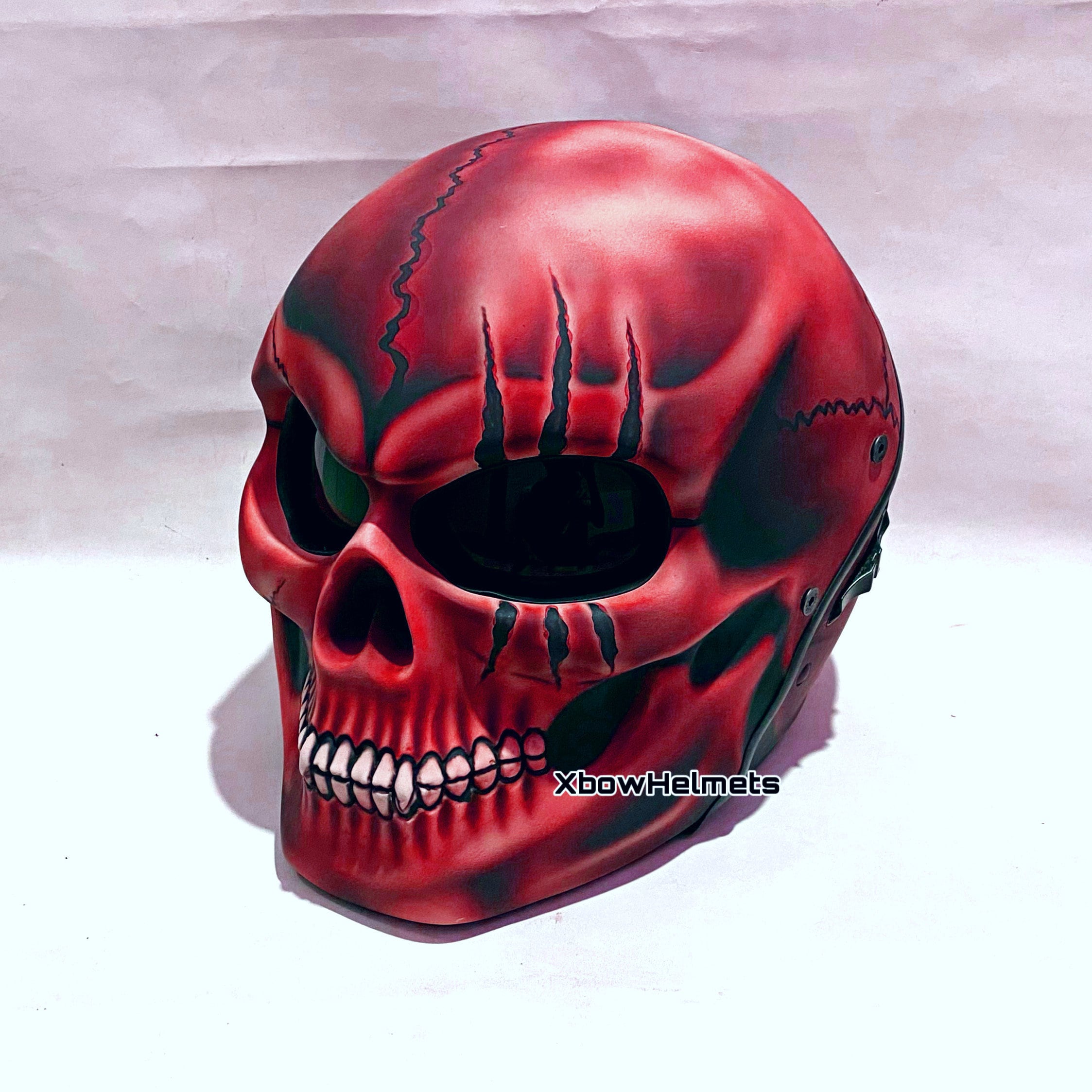 demon skull motorcycle helmet Burning Hellfire Airbrushed Red Flames Custom Airbrush Helmet Mask Skull Design Motorcycle Helmet