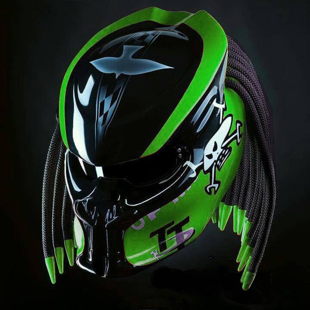 プレデターヘルメット 新型カスタム プレデター バイクヘルメット グリーンバード (DOT & ECE