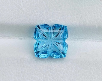 Natural Swiss Blue Topaz Fantasy Cut Gemstone: 2.70 Carats.