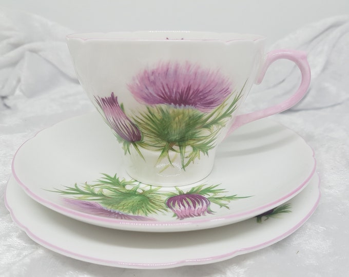 Vintage Shelley Fine China 'thistle' Tea Trio Cup/saucer/plate Etsy
