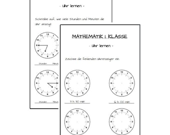 10 worksheets for 1st grade mathematics, topic: learning to tell time