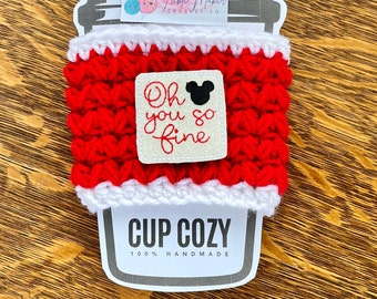 Oh Mickey You So Fine Reusable Coffee Cup Cozy Crochet Ready to Ship!