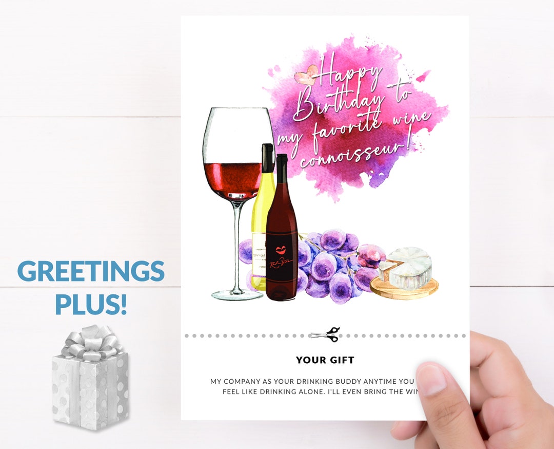 Printable Birthday Card for A Wine Connoisseur Wine Lover's Greeting ...