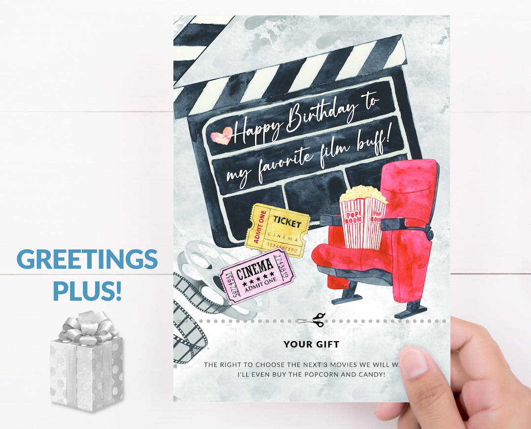 Printable Birthday Card for A Film Buff | Movie Lover Greeting Card ...