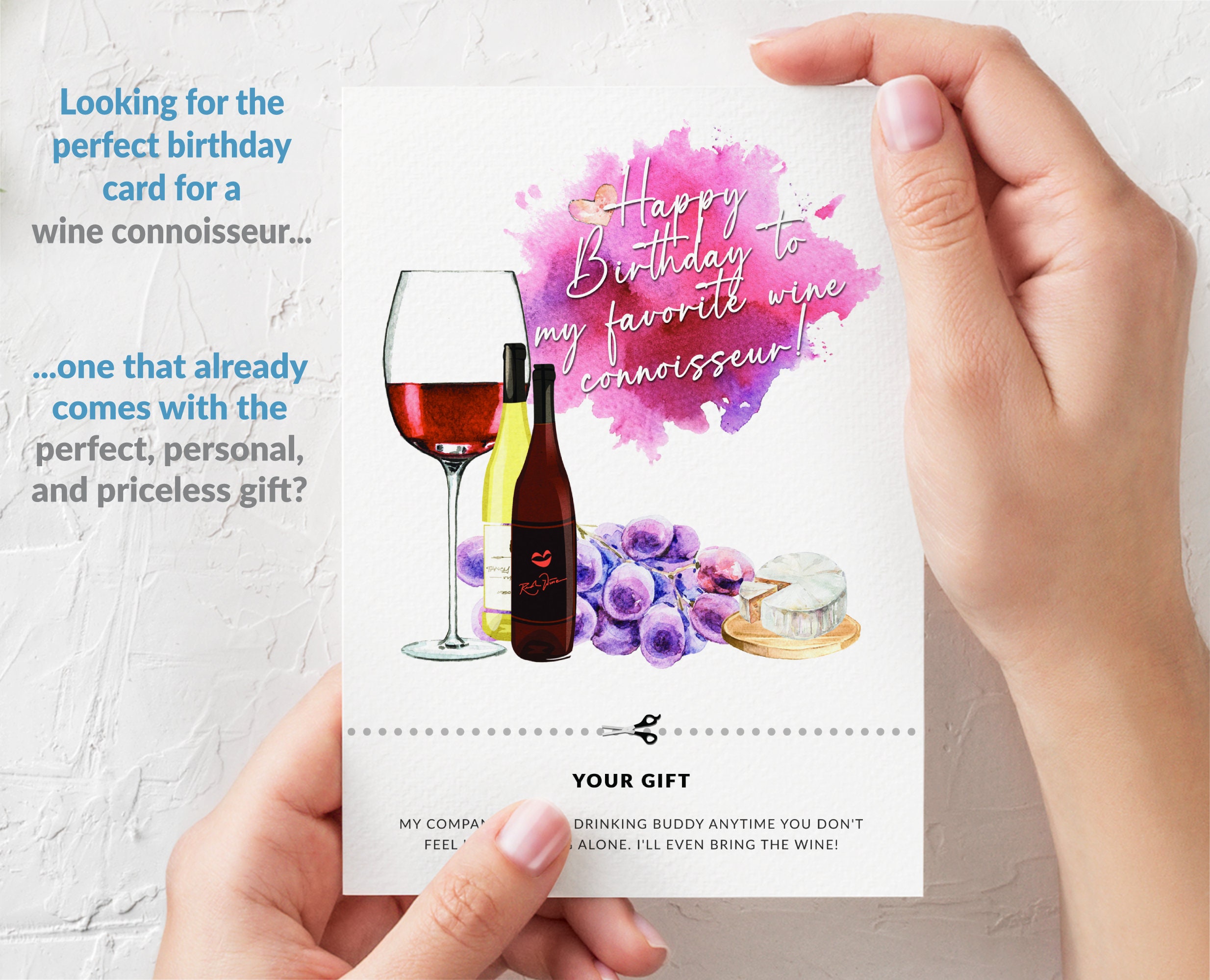 Printable Birthday Card for A Wine Connoisseur Wine Lover's Greeting ...