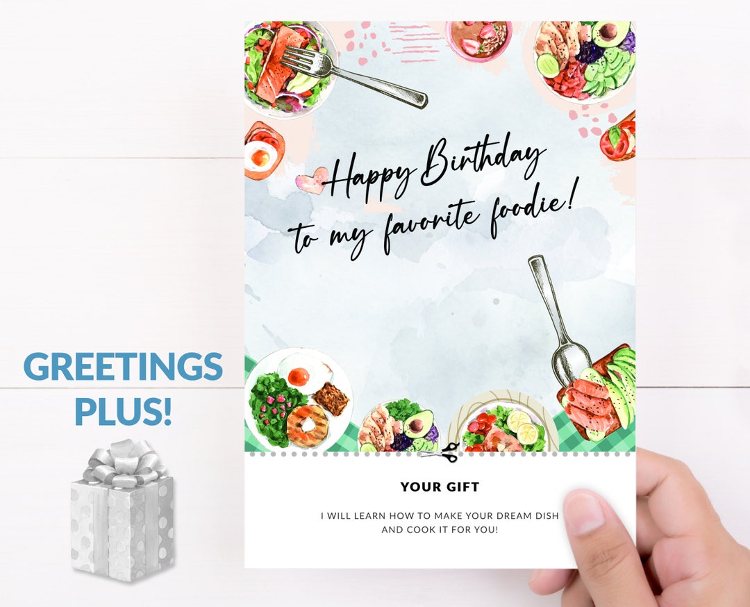 Printable Birthday Card for A Foodie Food Lover Greeting Card Unique