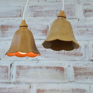 Wood vintage bell-shaped lamps set small hanging lamps Scandinavian handmade wood lamps cute vintage lamps