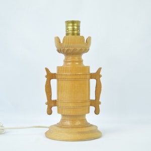 Rustic Handmade Wood Lamp Base - Vintage Large Table Lamp for Bedside or for living room home decor gift for her