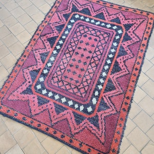 Vintage Rug geometric abstract Red Scandinavian modern vintage rug, Handmade wool Swedish Carpet for living room, antique rug for bedroom
