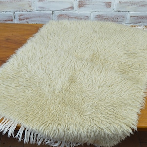 Vintage unique Rya shag rug, Handmade Swedish vintage rug, Rug abstract modern Vintage wool rya rug, handmade rya rug