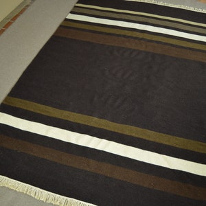 Handwoven Swedish Flat Weave area rug Contemporary Reversible Rug, dark colors geometric area rug housewarming gift for her, vintage item
