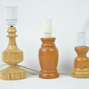 Vintage Handmade Wooden Lamp Base Small Rustic Table Lamp for Bedside Classic Vintage Wood Lamp Handcrafted Small Table Lamp for Cozy Spaces