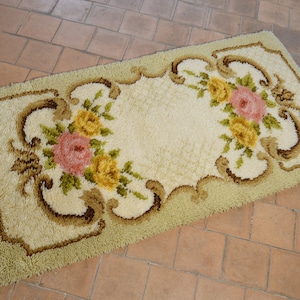 Abstract floral art modern Scandinavian vintage rug, Scandinavian home decor rug