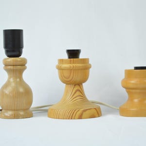 Vintage Wooden Lamp Bases Trio, Mid-Century Modern Table Lamp Holders Handmade Rustic Wood Lighting, Unique DIY Lamp Bases – Sold Separately