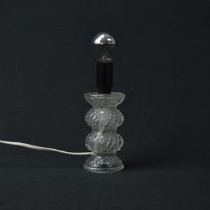 Vintage Clear Glass Table Lamp, Mid Century Modern Lighting, Textured Glass Lamp, Bedside Lamp Scandinavian Design Accent Lamp Boudoir Lamp