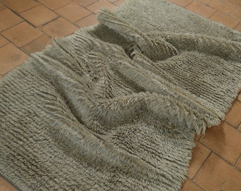 Vintage wool rya rug Hand made home decor antique designer area rug for bedroom or living room, Swedish vintage wool rya matta rug