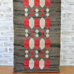 Geometric Scandinavian rug, antique Swedish wool rya rug
