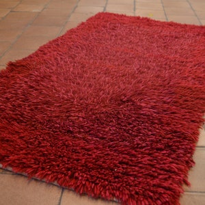 Authentic Swedish Rya Rug - Modern Scandinavian Carpet, Mid-Century Modern Housewarming Gift for her