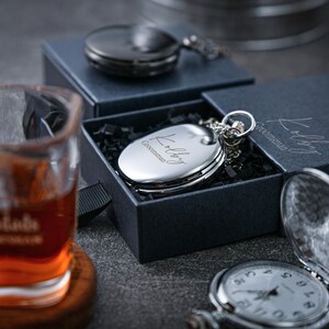 Personalized Engraved Pocket Watch-The perfect gift for the groomsmen,best groom proposal or wedding party keepsake.Unique personalizedclock image 3