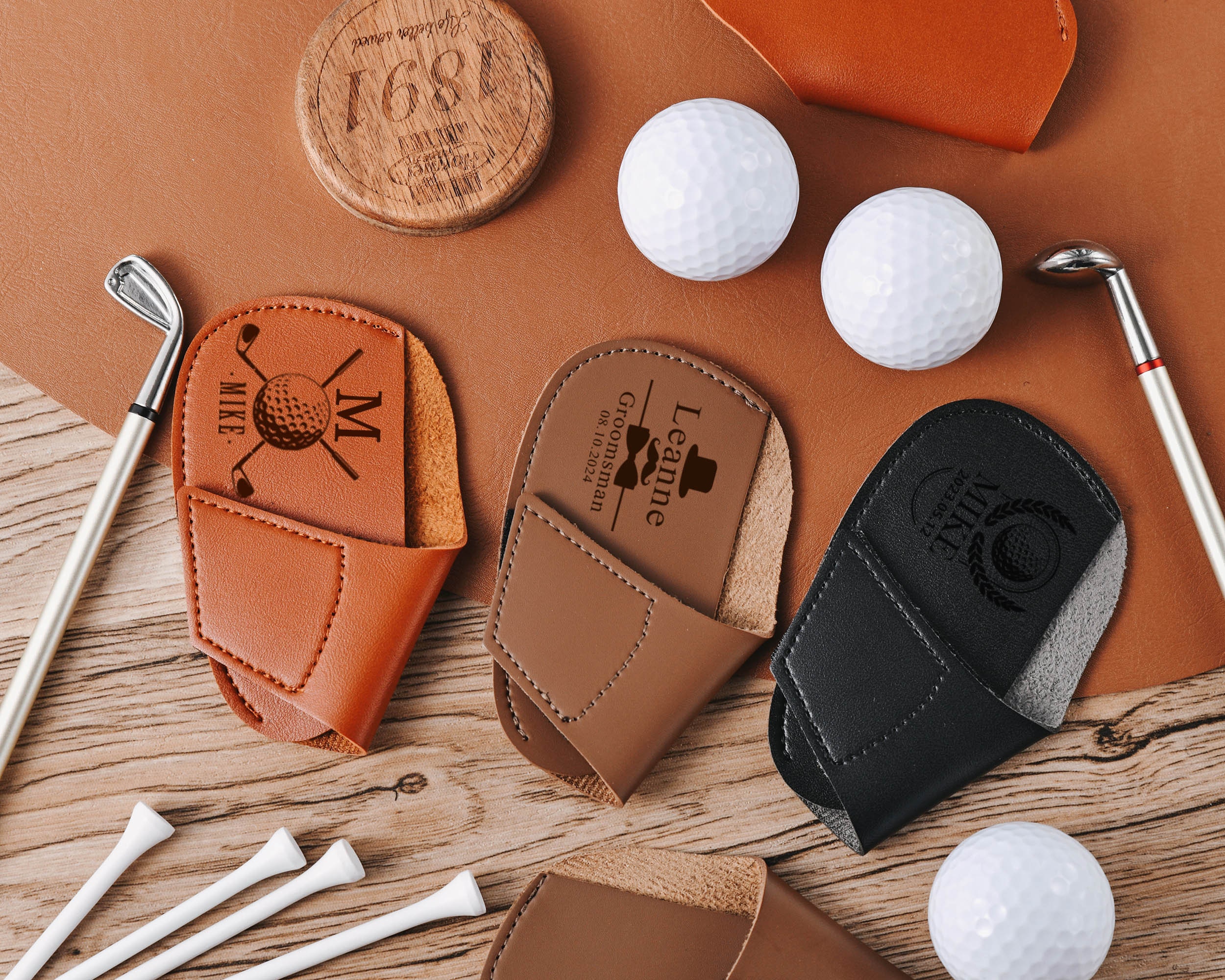Personalized Leather Golf Club Covers, Golf Head Covers, Golf Accessory Sets for Drivers, Gifts for Golf Aficionados/Professionals