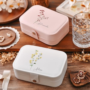 Gepersonaliseerde sieraden opbergdoos, cadeau bruidsmeisje, ideaal cadeau voor moeder, gepersonaliseerd cadeau voor vrouwen, vakantie reisaccessoires