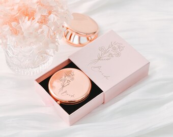 Elegant Compact Mirror - Personalized Wedding Favor, Ideal Keepsake for Guests and Special Occasions