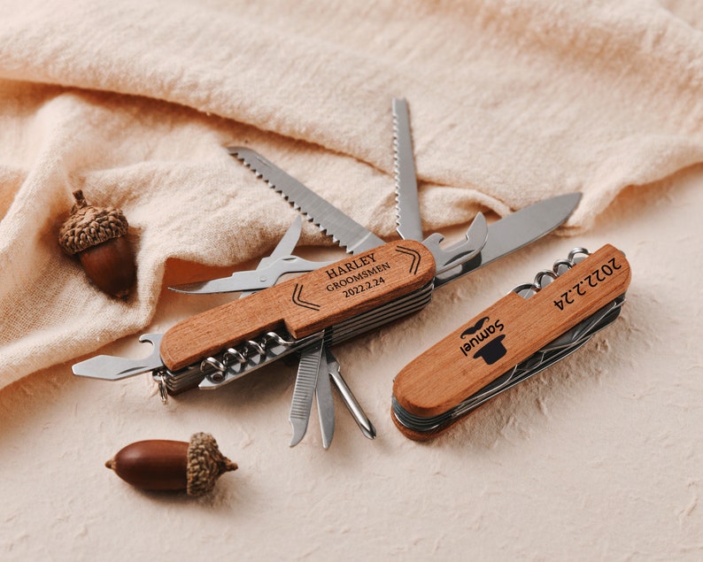 Personalized Multi-Tool Knife: The Ultimate Best Man, Swiss Military, Groomsman, Father, and Anniversary Gift Engraved Excellence image 8