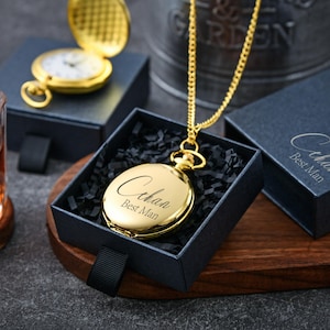 Personalized Engraved Pocket Watch-The perfect gift for the groomsmen,best groom proposal or wedding party keepsake.Unique personalizedclock image 2