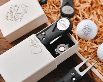 Personalized Golf Ball Marker Set with Custom Retractable Divot Tool | Unique Groomsmen Golfer Gifts for Men Him Husband Son
