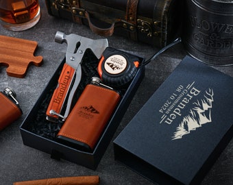 Portable ax and flask combo, groomsman gift, versatile camping tool that outdoorsy husbands and dads will love!