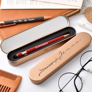 Gegraveerde roségouden pennenset, gepersonaliseerd pencadeau voor vrouwen, op maat gemaakte luxe balpennen met zachte afwerking en geschenkdoos