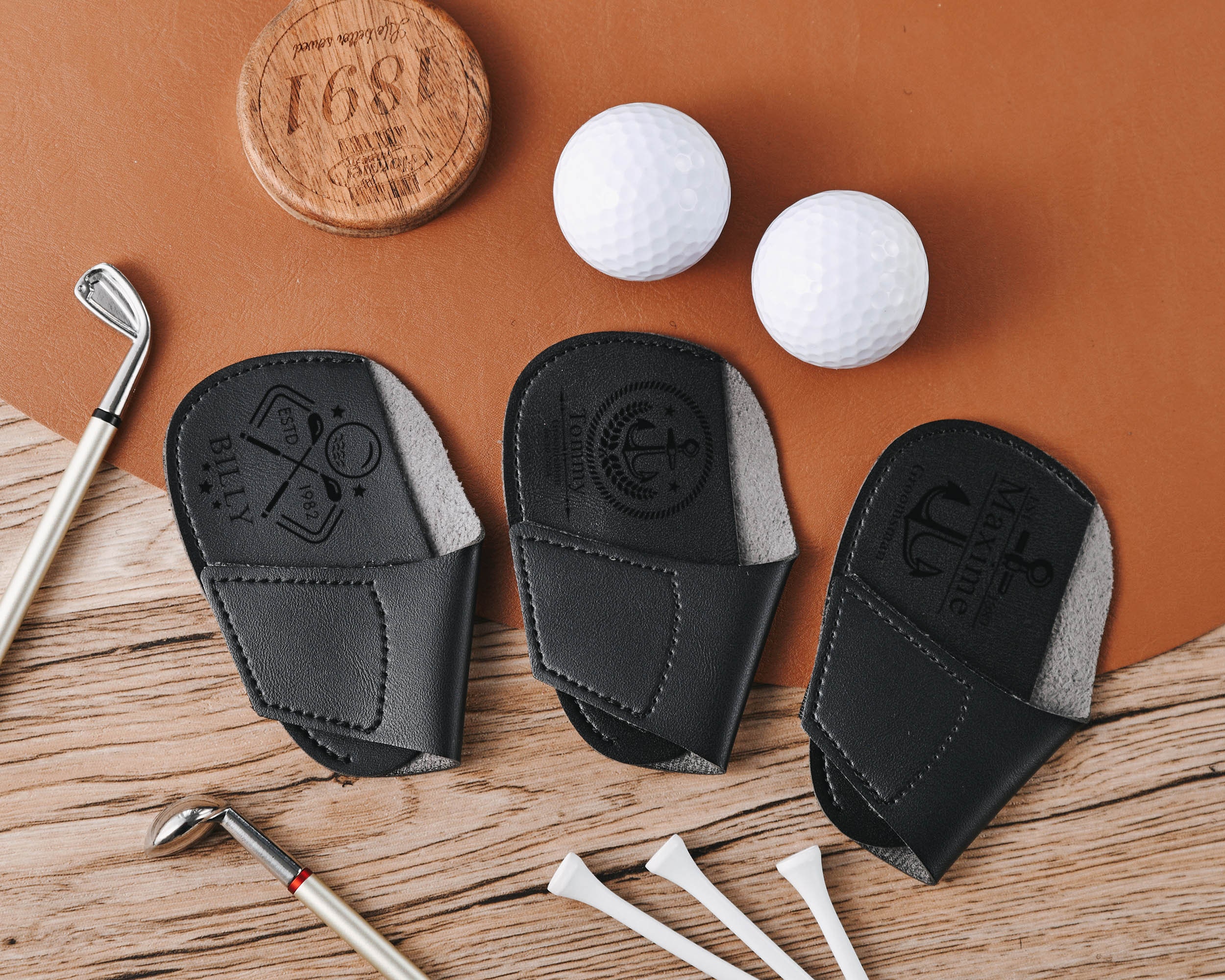 Personalized Leather Golf Club Covers, Golf Head Covers, Golf Accessory Sets for Drivers, Gifts for Golf Aficionados/Professionals