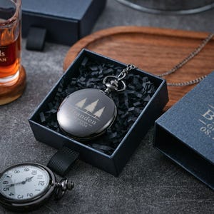 Personalized Engraved Pocket Watch-The perfect gift for the groomsmen,best groom proposal or wedding party keepsake.Unique personalizedclock image 4