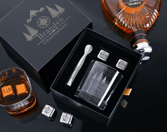 Sets de regalo de whisky personalizados: cajas de regalo personalizadas, cristalería grabada y accesorios de bar. El regalo de San Valentín perfecto para los amantes del whisky.