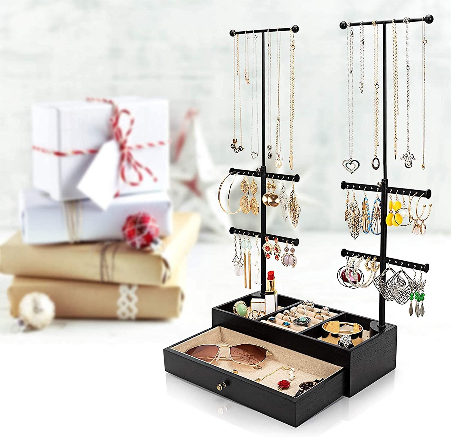 即納!最大半額! Jewelry Organizer Stand with Wooden Drawer, Wood Basic Gift Tower Storage B 腕時計用ケース - www.wadalhr.com 即納!最大半額! Jewelry Organizer Stand with Wooden Drawer, Wood Basic Gift Tower Storage B 腕時計用ケース - www.wadalhr.com