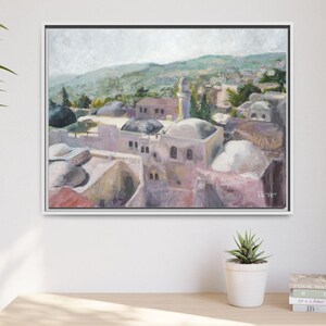 gerahmter Premium Kunstdruck auf Leinwand | Jerusalem Stadtansicht | großes gerahmtes Leinwanddruck | Panorama Landschaft Kunst | Wohndeko