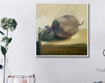 giclée art print on canvas rolled in tube | single beetroot study | colourful kitchen wall art print
