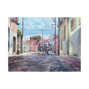 premium art print on stretched canvas | neighbours in the street | museum quality | classical artwork