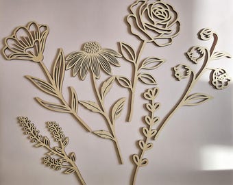 Baby Mädchen Geschenk - Holzblumen Wanddekoration für Kinderzimmer oder Neugeborene