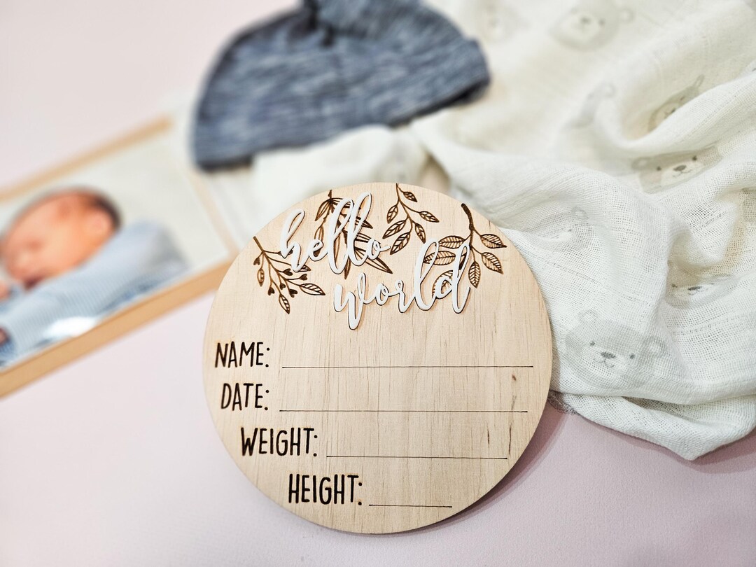 Personalized Baby Announcement Plaque Engraved Wooden Birth Stats — free download