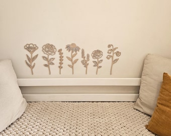 Kids Wall Decor – Boho Wooden Wildflower Wall Art for Nursery