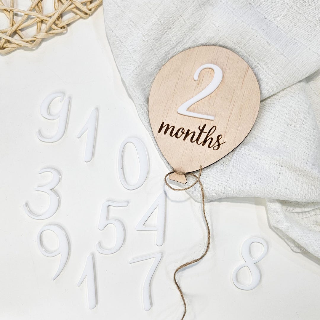 Newborn Gift – Wooden Baby Milestone Balloon Photo Prop, Birth ...