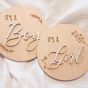 Gender Reveal Party Schild | Geburtsanzeige | Es ist ein Junge oder Mädchen Zeichen | Baby-Dusche-Geschenk | Hallo Welt | Neugeborenes Krankenhaus Stat Sign