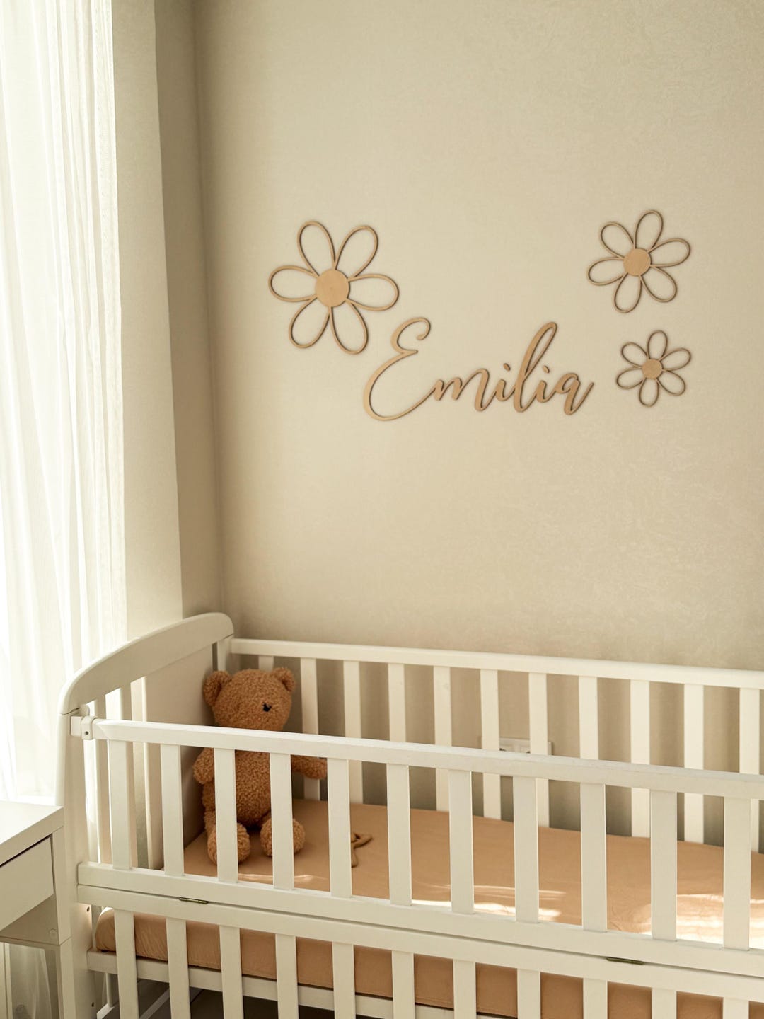 Wooden Name Sign Nursery Decor – Personalized Wall Art With Flowers - Etsy